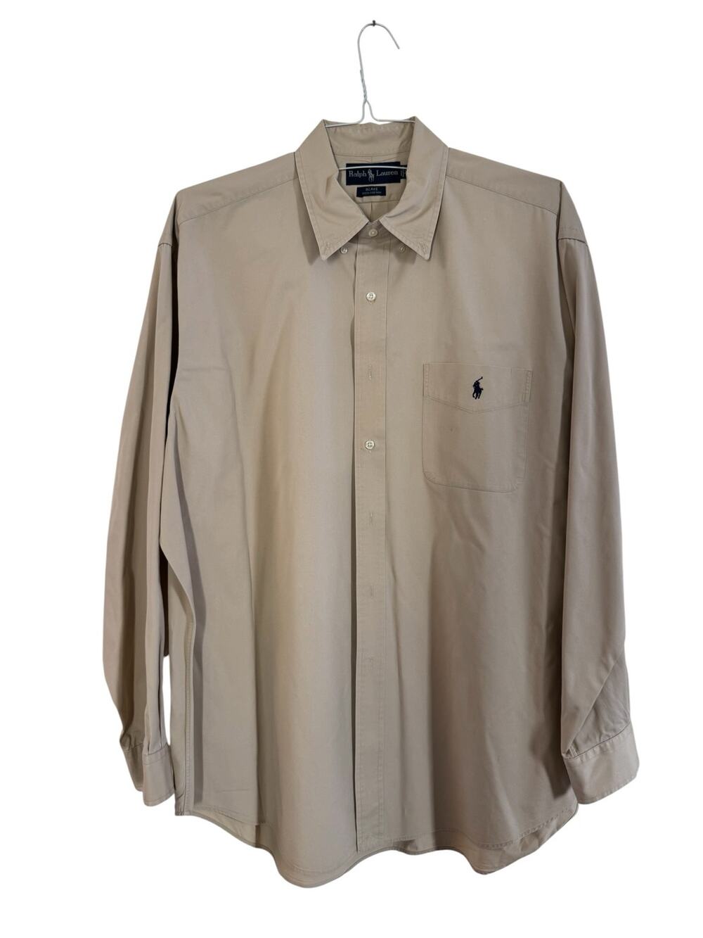 Ralph Lauren Button Down Shirt XL Beige Pony Logo Heritage Old Money Cotton